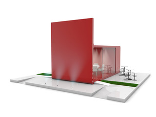 Wall Mural - red exhibition stand