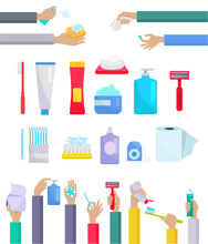 Accessories And Hygiene Items Design Flat