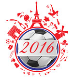 Fototapeta Big Ben - france background with flag and soccer ball