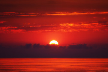 Wall Mural - red sunset over the sea