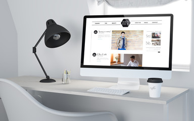 Wall Mural - 3d desktop workspace rendering blogger