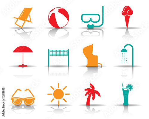 Iconset Baden Strand Farbe Schatten Buy This Stock Vector