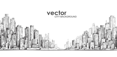 cityscape, hand drawn vector sketch