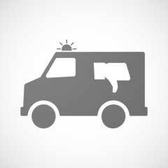 Isolated ambulance icon with a thumb down hand