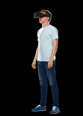 Wall Mural - happy man in virtual reality headset or 3d glasses