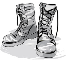 Military Leather Worn Boots Vector Illustration