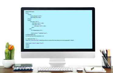 Programming code on computer monitor