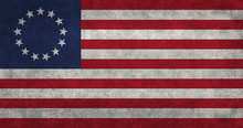 American 13 Point Historic Flag Commonly Called  The Betsy Ross Flag, This Version Features Vintage Retro Textures.