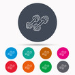 © tanyastock - Dumbbell icon. Fitness sport or gym sign.