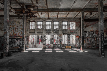 abandoned warehouse - factory room - empty loft