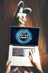 Wall Mural - computer information technology connection concept