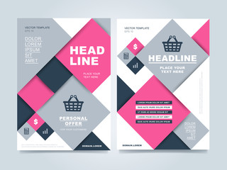 Wall Mural - Brochure design template, business layout, vector illustration. Cover and back side for flyer or magazine.