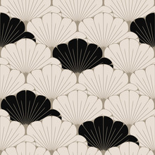 A Japanese Style Seamless Tile With Exotic Foliage Pattern In Soft Brown And Black