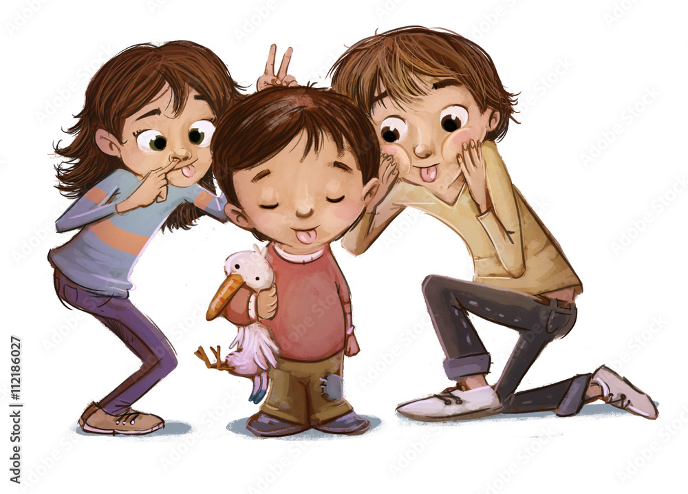 niños haciendo burlas Stock Illustration | Adobe Stock