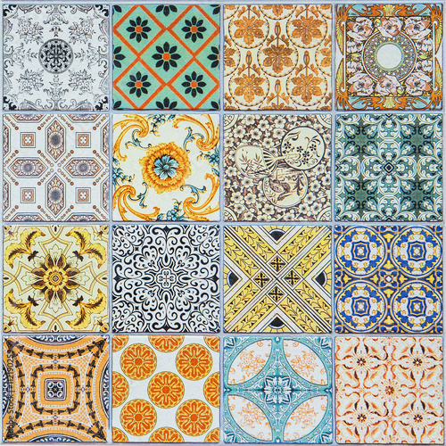 Obraz w ramie ceramic tiles patterns from Portugal.