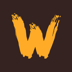 W letter logo painted with a brush.