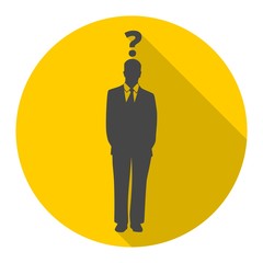 Poster - Man with question mark icon with long shadow