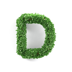 Wall Mural - Green leaves D ecology letter alphabet font