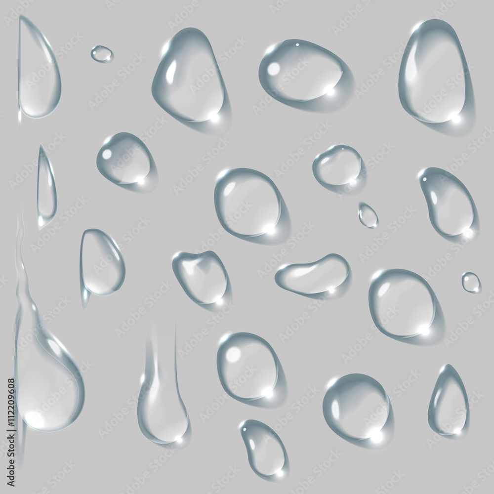 Drop Wet Vector Vector realistic isolated water drop set. Stock Vector | Adobe Stock