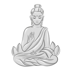 Poster - monochrome Buddha in the lotus position. isolated vector