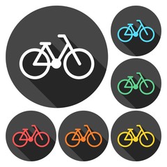 Wall Mural - Bicycle symbol and icons set with long shadow