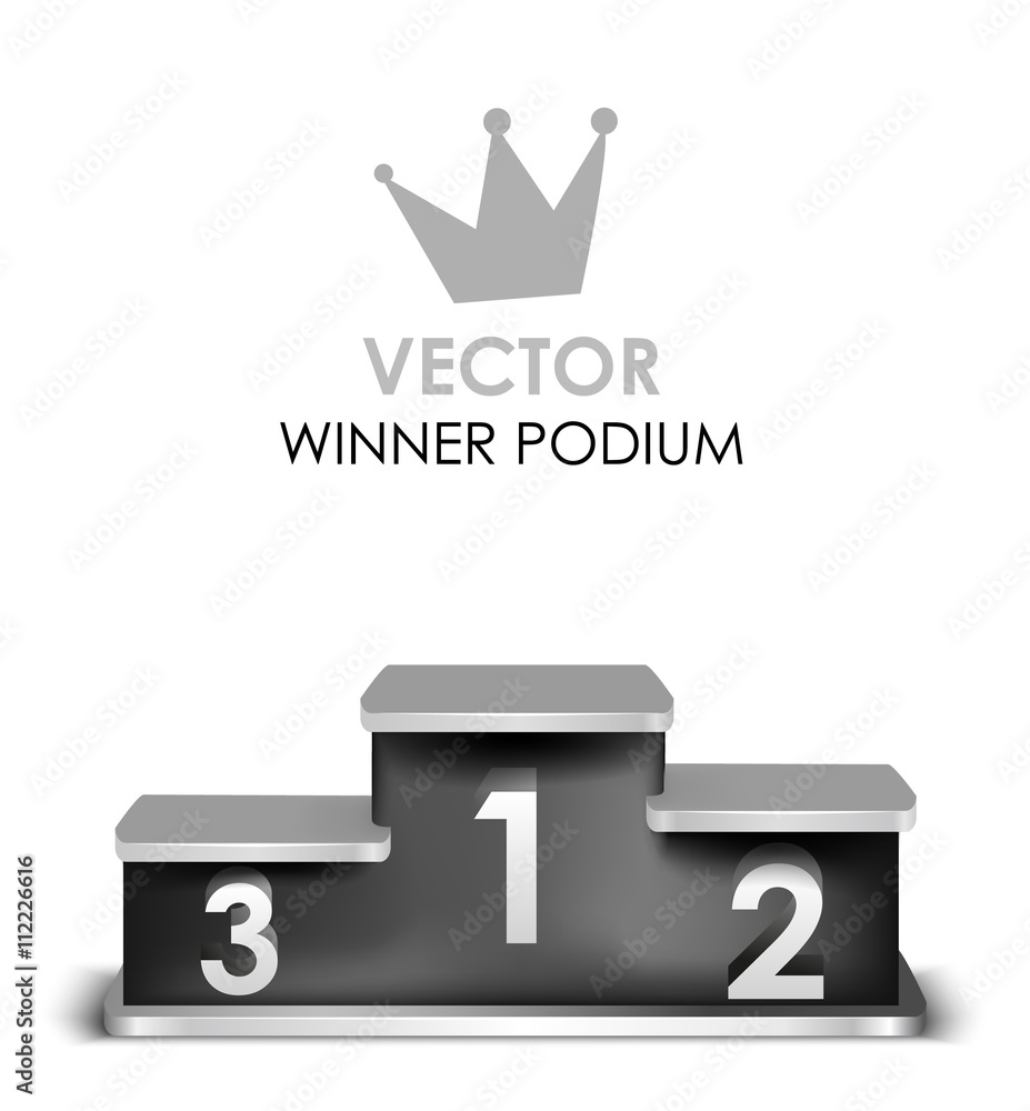 Black winner podium on a white background with first, second, third ...