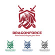 Dragon Shield with Swords Sign, Dragon Army Logo, Dragon Knight Icon