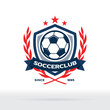 Soccer Club Logo, Football Star Badge with Wreath and Shield