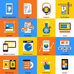 Sticker - Mobile Application Flat Icon Set