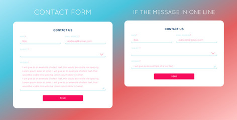 design elements for the development of the site: contact form or feedback form