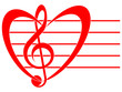 Treble clef and symbol of the heart