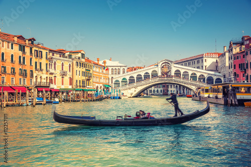 Fotografia Gondola near Rialto Bridge in Venice, Italy