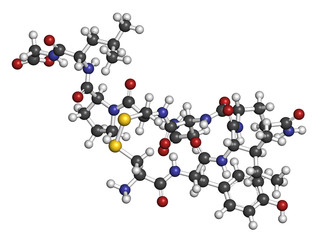 Sticker - Oxytocin hormone molecule.  3D rendering. 