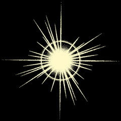 Wall Mural - Vintage dotwork star, sunburst or explosion with rays