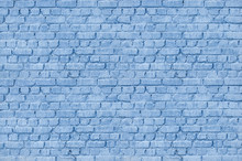 Blue Painted Brick Wall Texture. Background  For Text Or Image.