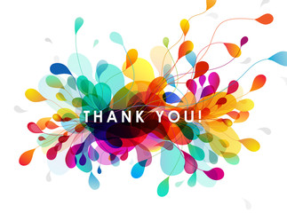 Wall Mural - abstract colored background with leafs and thank you quotation.