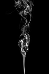 Wall Mural - White smoke, isolated on black background.