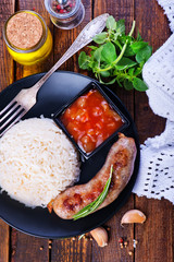 Sticker - boiled rice with sausages