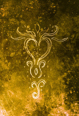 Aufkleber - heart ornamental Drawing . Original hand draw and computer collage. Color structure.