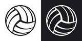 Vector volleyball ball icon. Two-tone version on black and white background