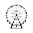 Ferris wheel silhouette, circle. Carnival. Funfair background.Carousel, motion. Vector illustration.