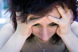 Fototapeta Kosmos - Sad abused woman
