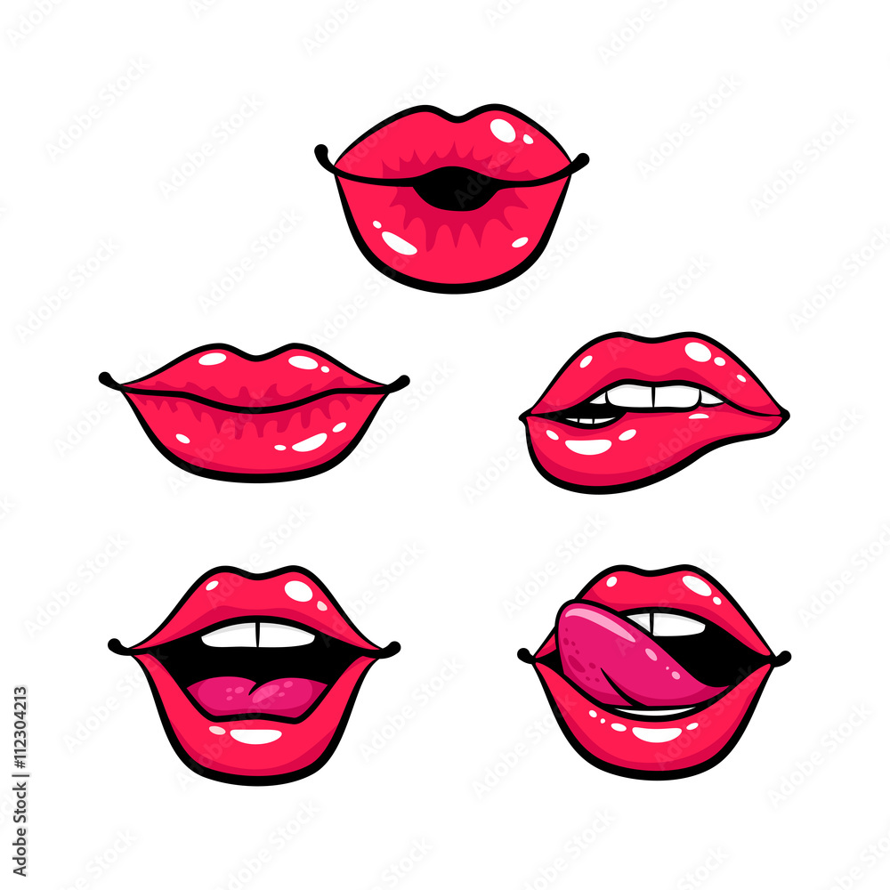 Female Lips Set Mouth With A Kiss Smile Tongue Teeth Vector Comic Illustration In Pop Art Retro Style Isolated On White Background Buy This Stock Vector And Explore Similar Vectors At Female Lips Set Mouth With A Kiss Smile Tongue Teeth Vector Comic Illustration In Pop Art Retro Style Isolated On White Background Buy This Stock Vector And Explore Similar Vectors At