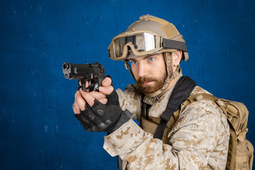 Wall Mural - Modern soldier with gun