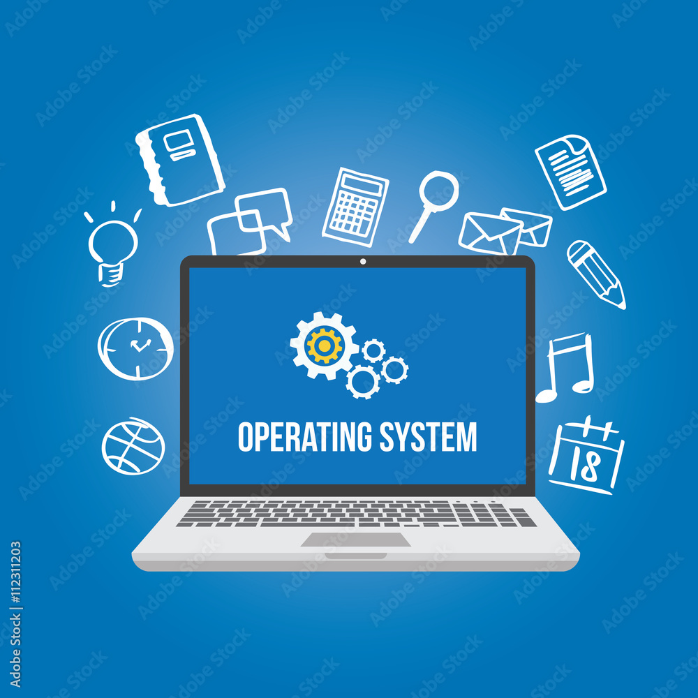 os operating system software computer laptop screen gear icon Stock ...