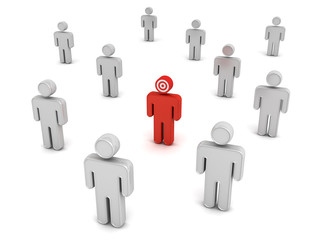 Aufkleber - Red man stand out from the crowd different concept isolated over white background. 3D rendering.