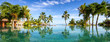 canvas print picture - Pool Panorama mit Palmen