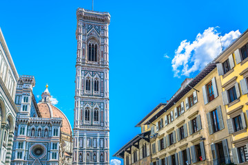 Naklejka na meble  Bell tower duomo Florence Italy. / Bell tower and duomo in Florence, capital of Tuscany region, Italy, spring time. 