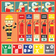 Fire Fighter Professional with Fire Class and Fire Signs and Fire Extinguisher Instructions