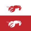Red lobster on white and red background

